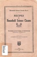 1921 Recipes for Household Science Classes