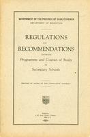 1922 Regulations and recommendations governing programme and courses of study for secondary schools