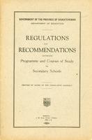 1922 Regulations and recommendations governing programme and courses of study for secondary schools