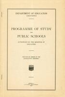 1923 Programme of study for public schools