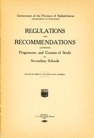 1923 Regulations and recommendations governing programme and courses of study for secondary schools