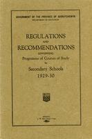 1929 Regulations and recommendations governing programme of courses of study for secondary schools