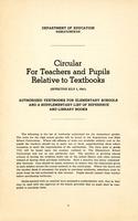1941 Circular for teachers and pupils relative to textbooks