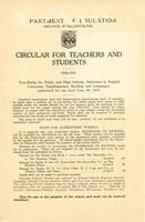 1934 Circular for teachers and students