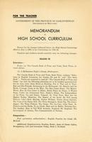 1941 Memorandum re high school curriculum