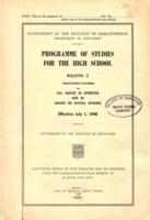 1948 Programme of study for the high school. Bulletin 3.