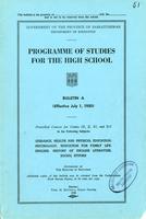 1950 Programme of studies for the high school. Bulletin A