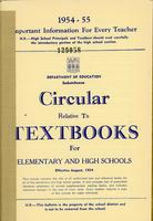1954 Circular relative to textbooks for elementary and high schools