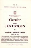1962 Circular relative to textbooks for elementary and high schools