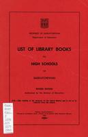 1960 List of library books for high schools of Saskatchewan