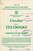 1967 Circular relative to textbooks for elementary and high schools