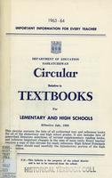1963 Circular relative to textbooks for elementary and high schools