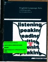 1991 English Language Arts : A Bibliography for Grades 6 to 9