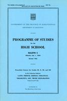 1962 Revised Programme of studies for the high school. Bulletin C