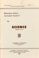 1961 Elementary school curriculum guide IV for science (grades I-VIII)