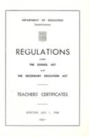 1948 Regulations under the School Act and the Secondary Education Act
